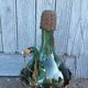 Vintage Green Italian Hand Blown Glass Wine Decanter with Ice Chamber