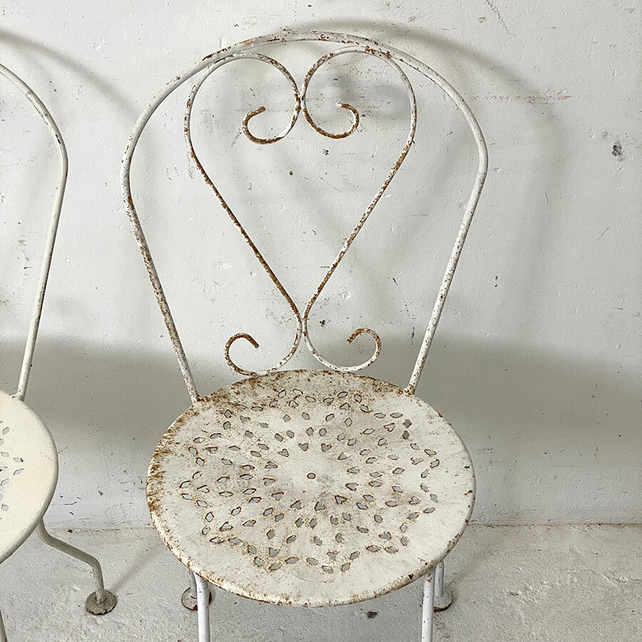 Set of 4 vintage wrought iron garden chairs 60's