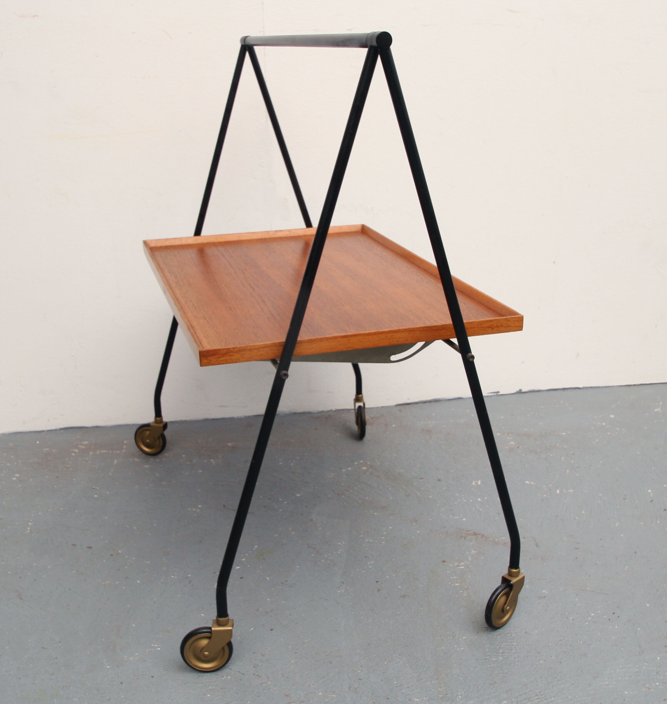 60s teak bar cart