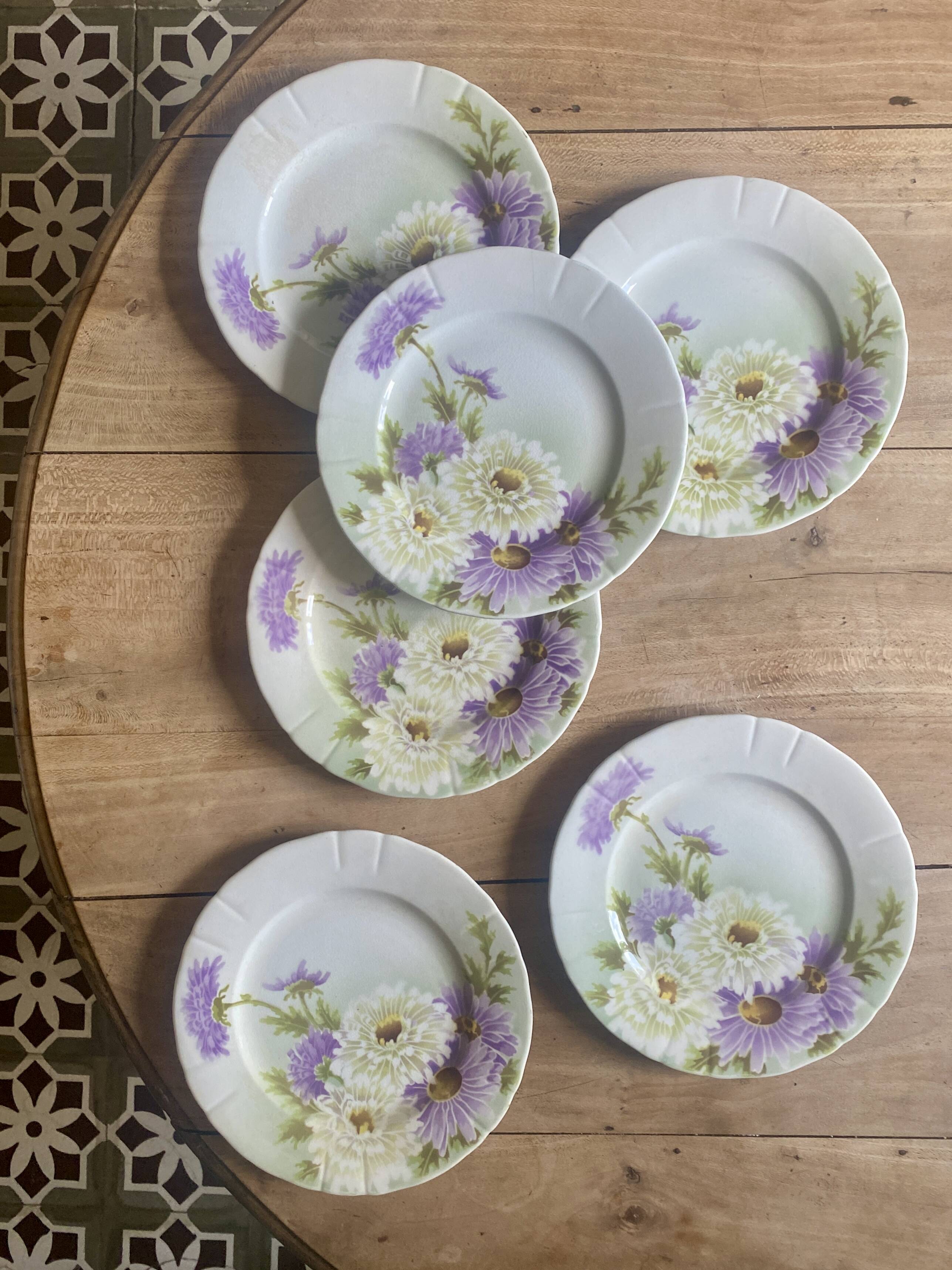 Set of 6 old flat plates - Reine Marguerite de KG Lunéville -