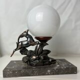 Lamp night light Art Deco opaline signed Limousin