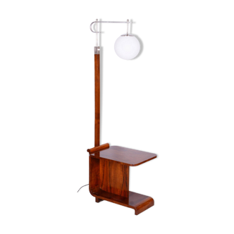 Restored ArtDeco Floor Lamp, J. Halabala, UP Zavody, Walnut, Czechia, 1930s