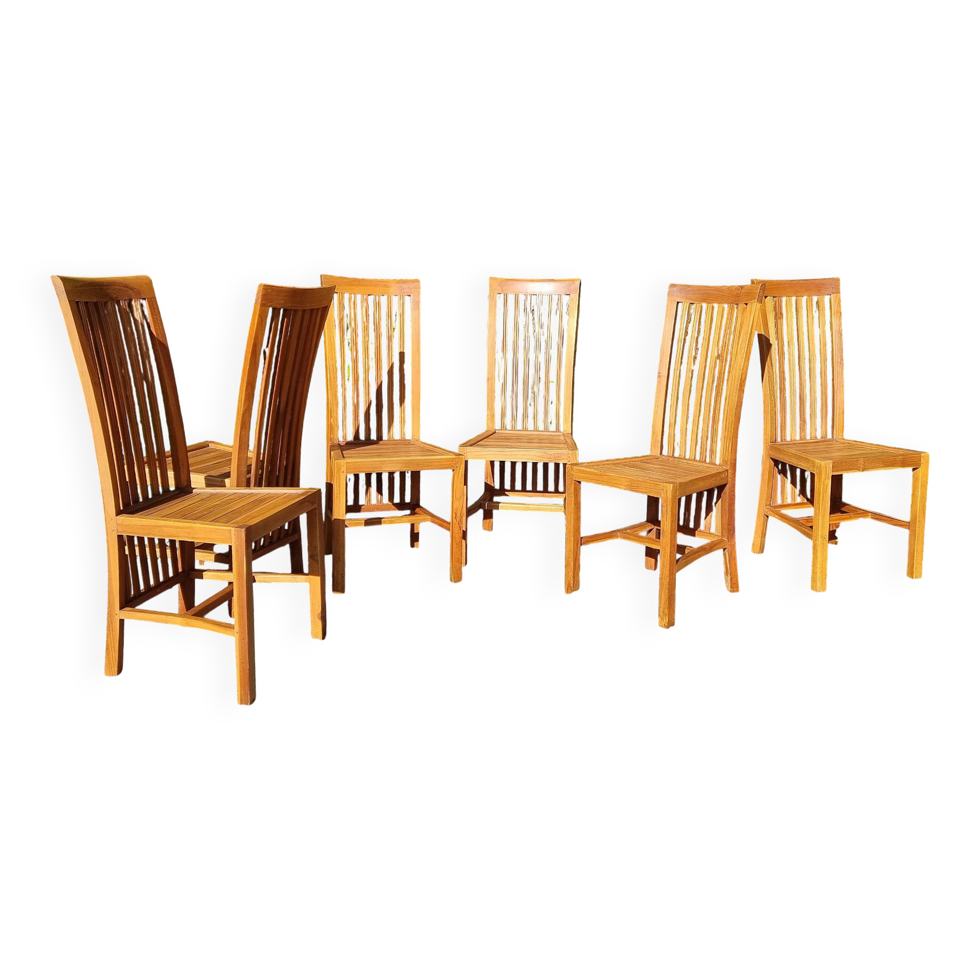 SUite 6 chaises en teck massif