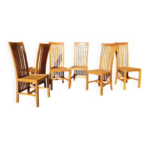 suite 6 chaises en teck - massif