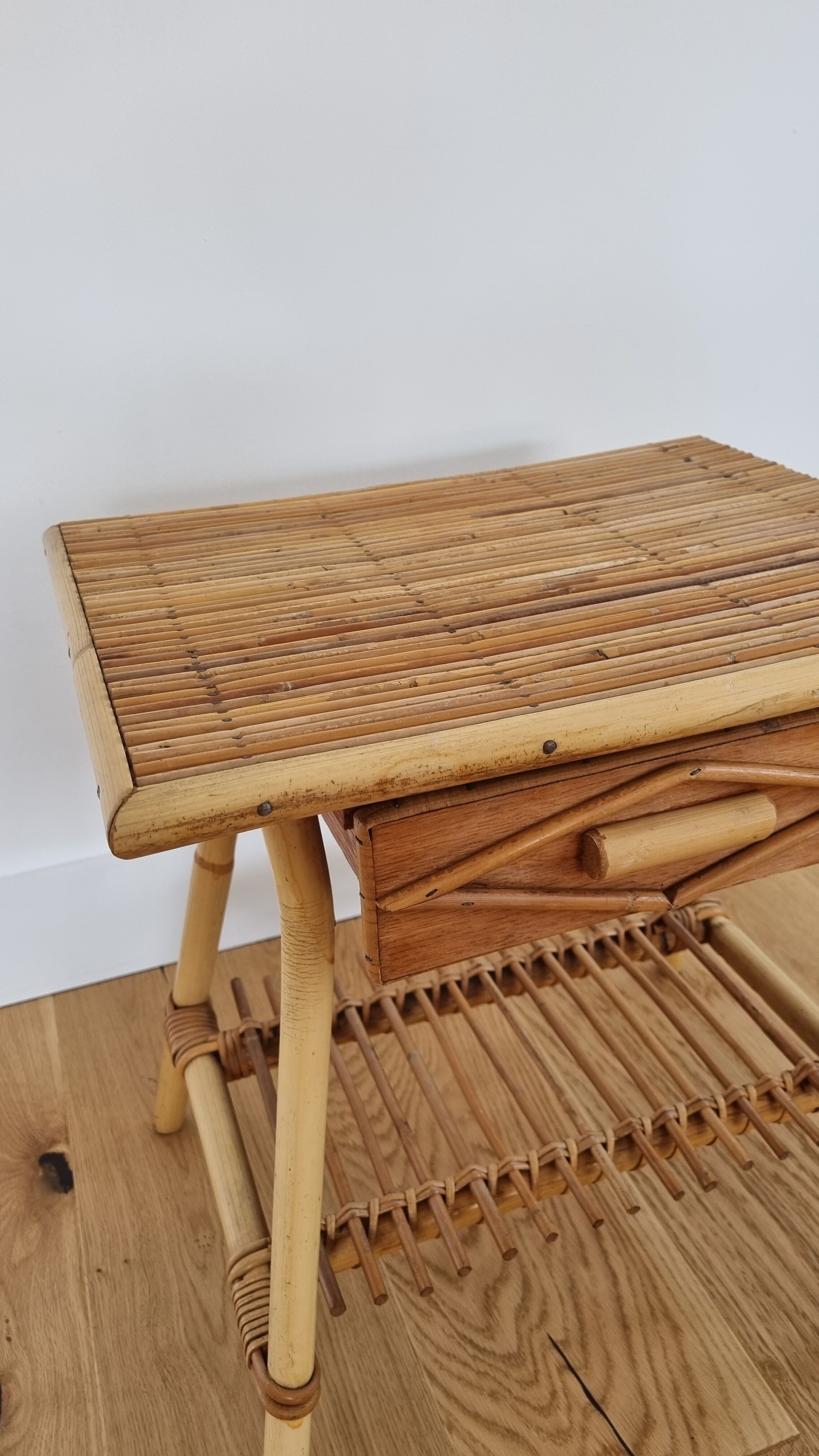 Vintage rattan bedside
