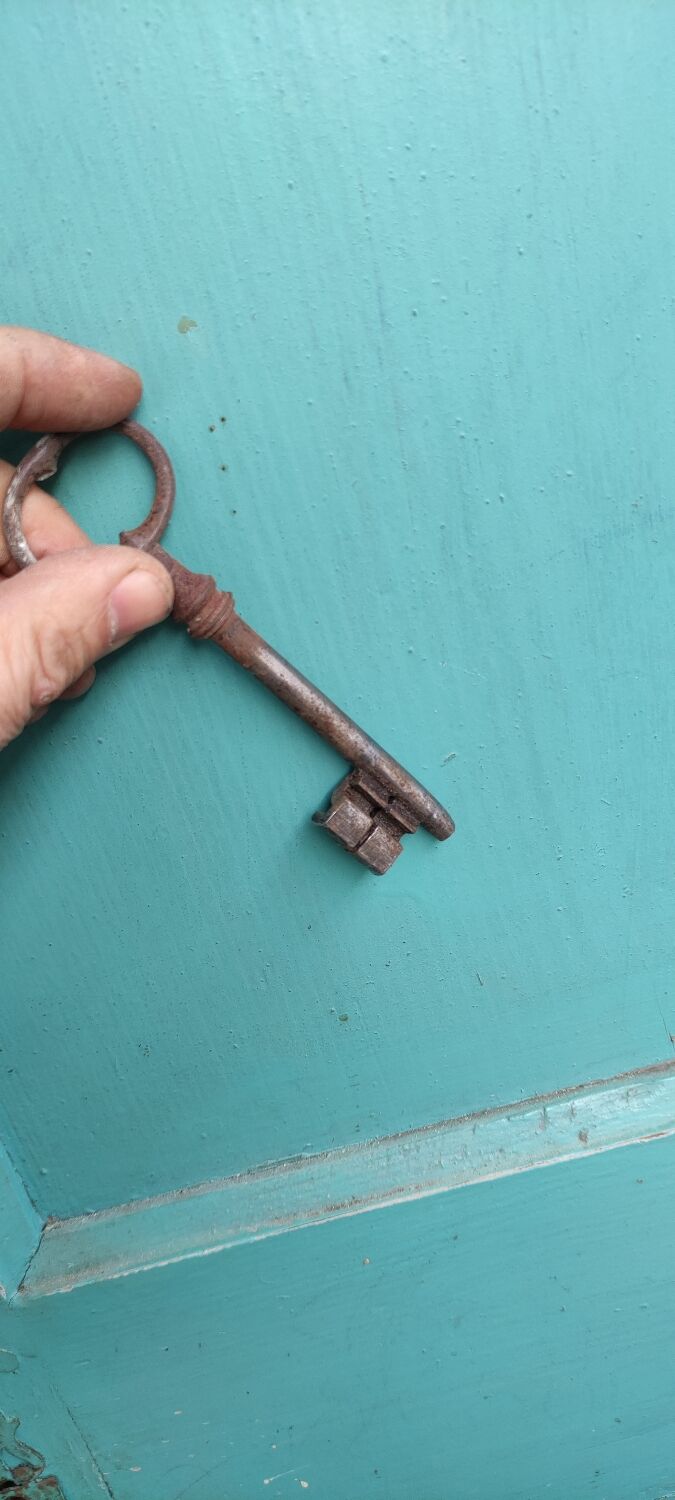 Antique patinated two-door cabinet