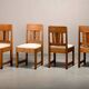 Dutch Art Deco Amsterdam School Dining Chairs in Oak and light Fabric