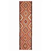 1970s Vintage Turkish Hand-Knotted Wool Cotton Orange Runner Rug 85x330