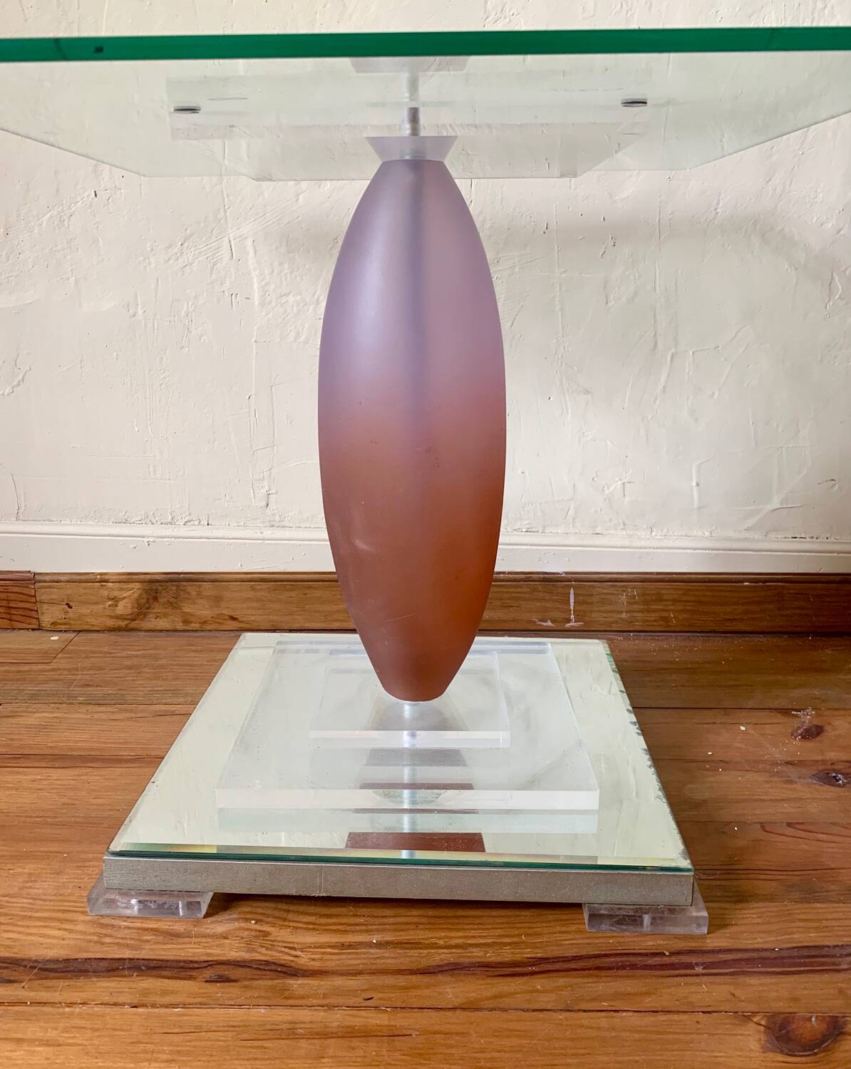 Selette table d’appoint design verre roche bobois