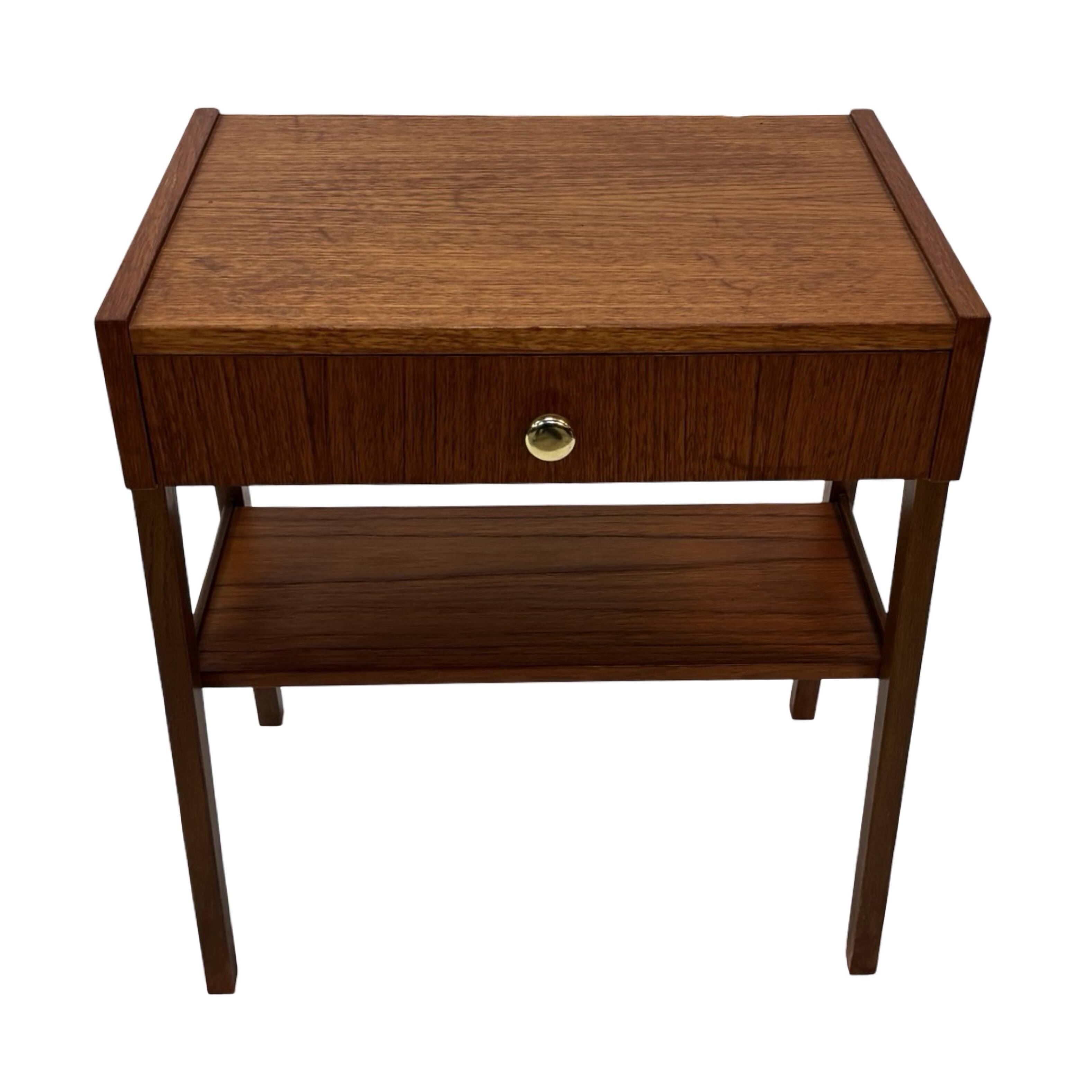 Vintage Compact Cabinet Bedside Table Teak Veneer 1960s