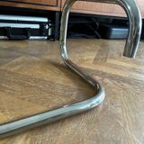 1970s design coffee table in rectangular glass with chrome legs