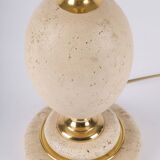 Philippe Barbier lamp travertine brass Hollywood Regency