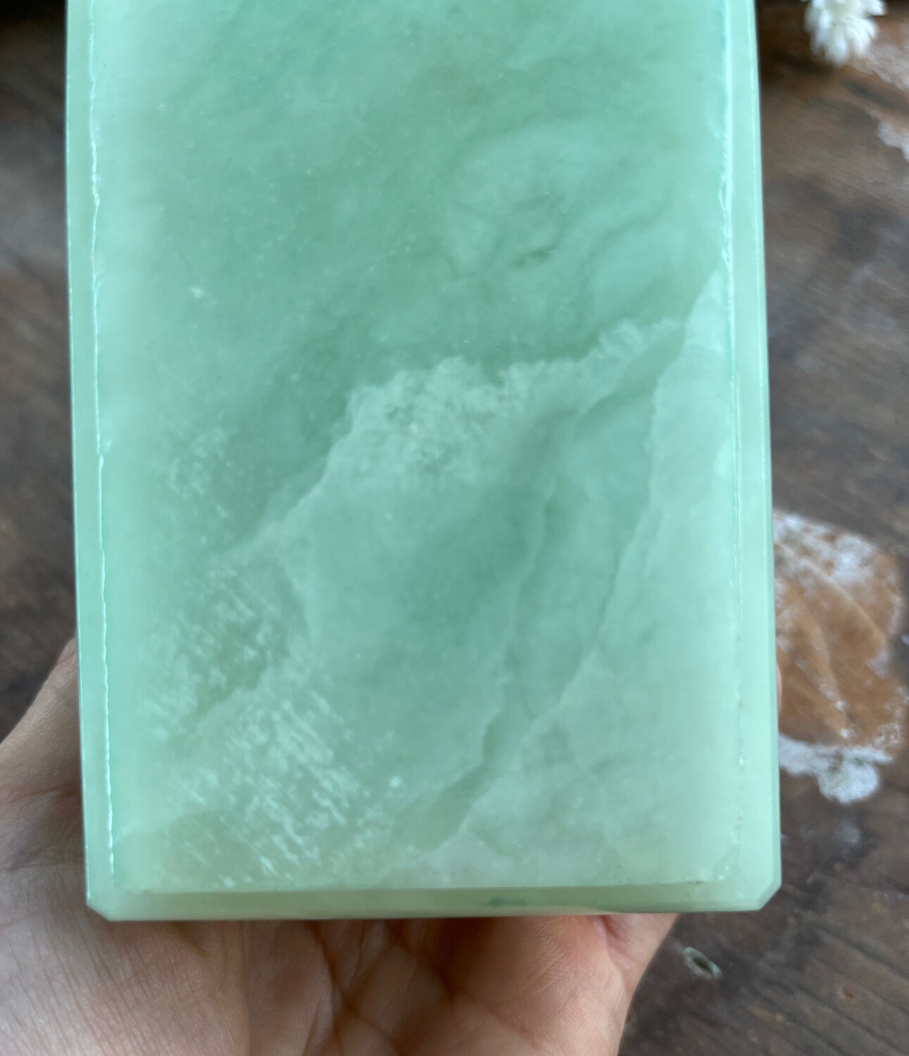 Rectangular hard stone box