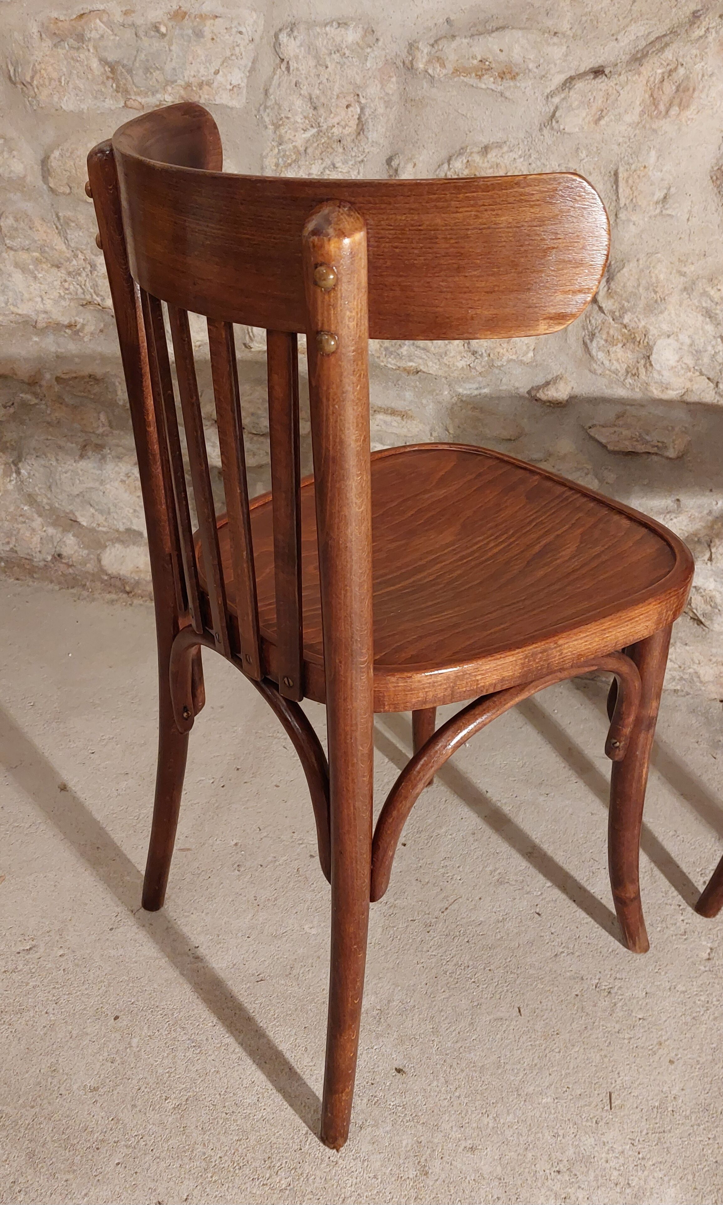 Pair of bistro chairs 5 bars Czechoslovakia 1950