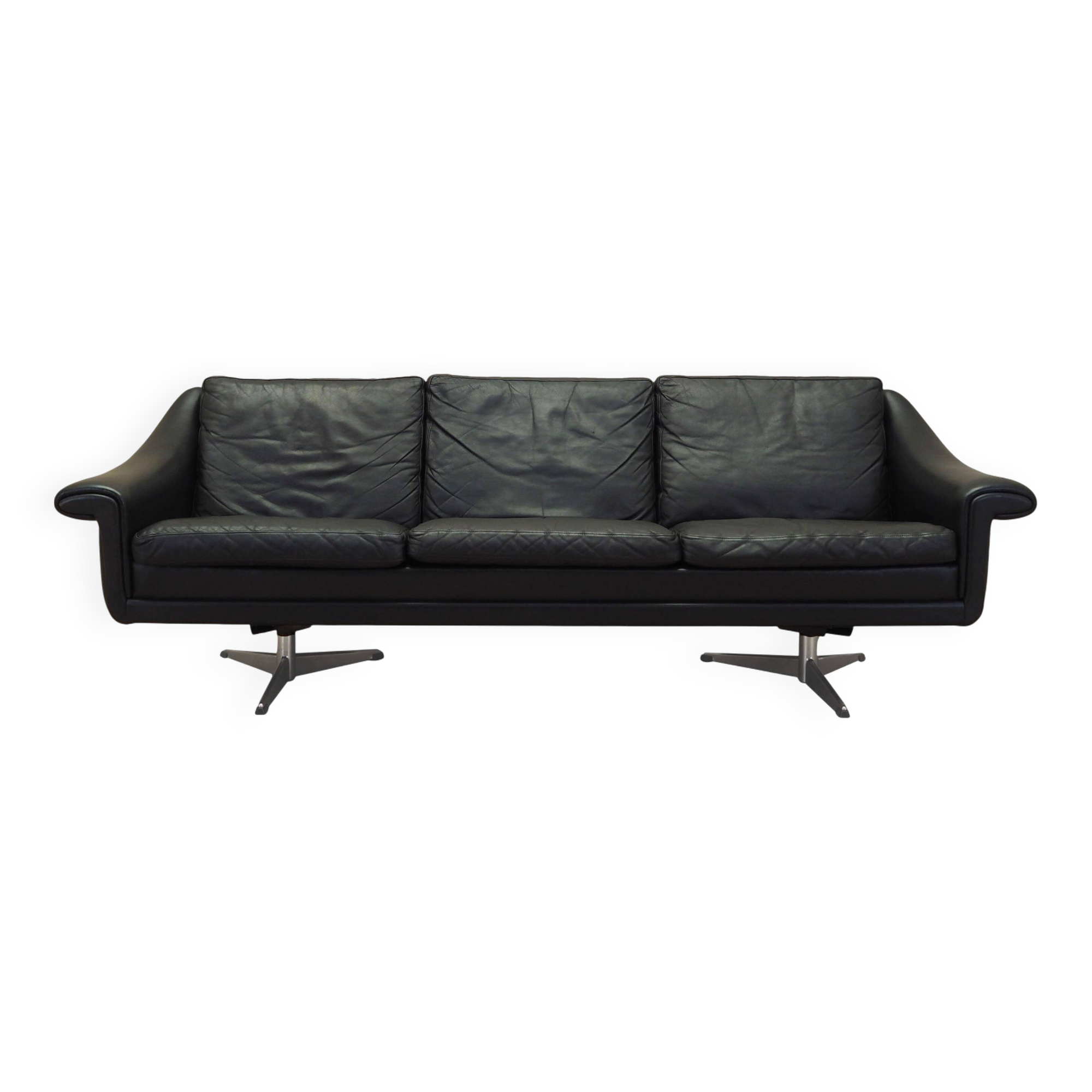 Black leather sofa, Danish design, 1960s, manufacturer: Eran Møbler, design