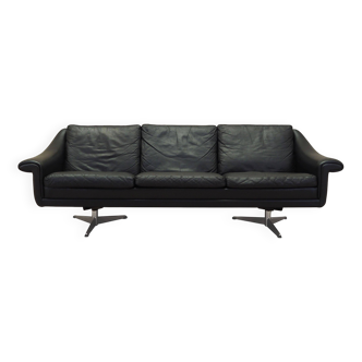 Black leather sofa, Danish design, 1960s, manufacturer: Eran Møbler, design