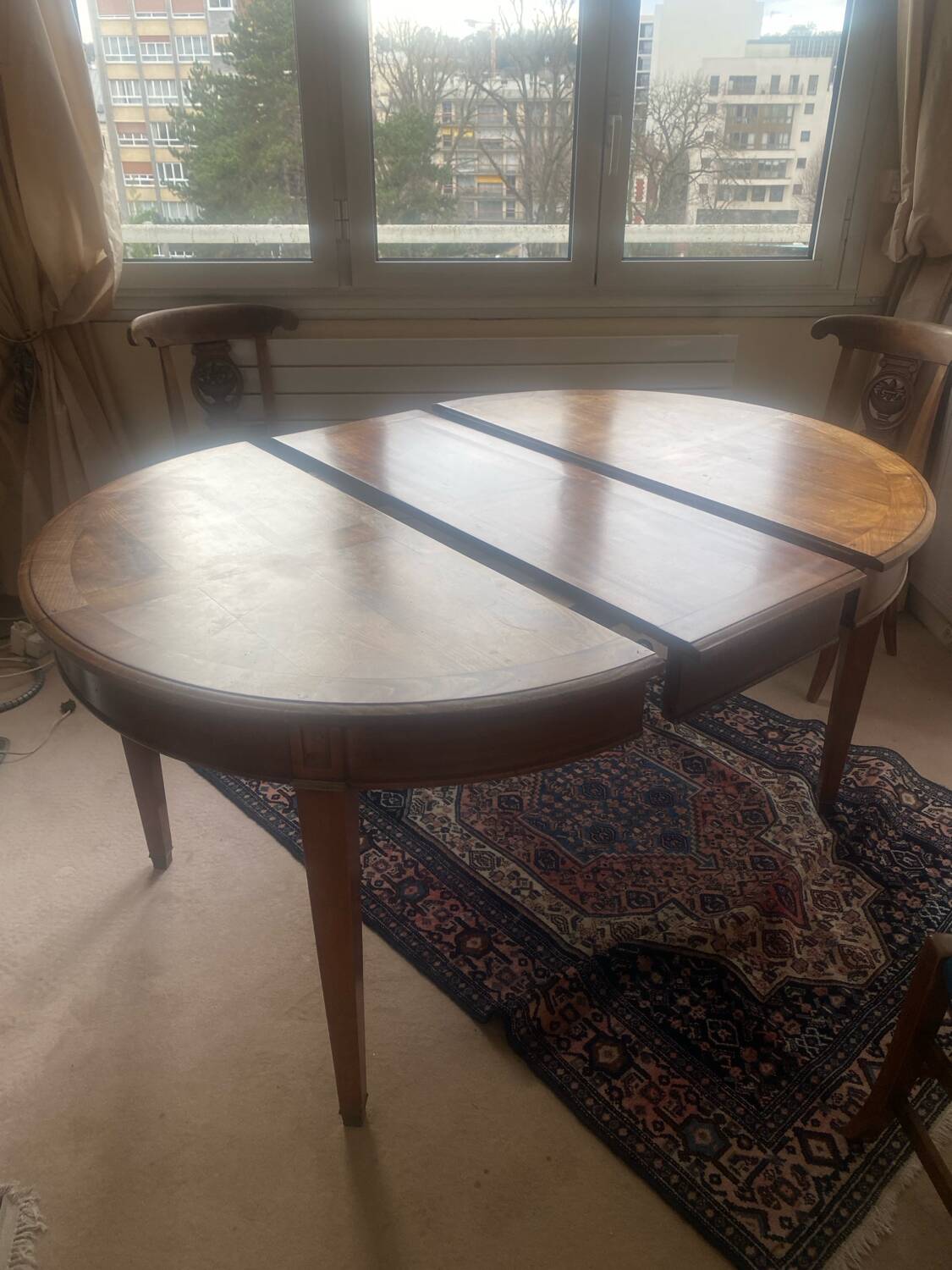 Waxed cherry wood dining table
