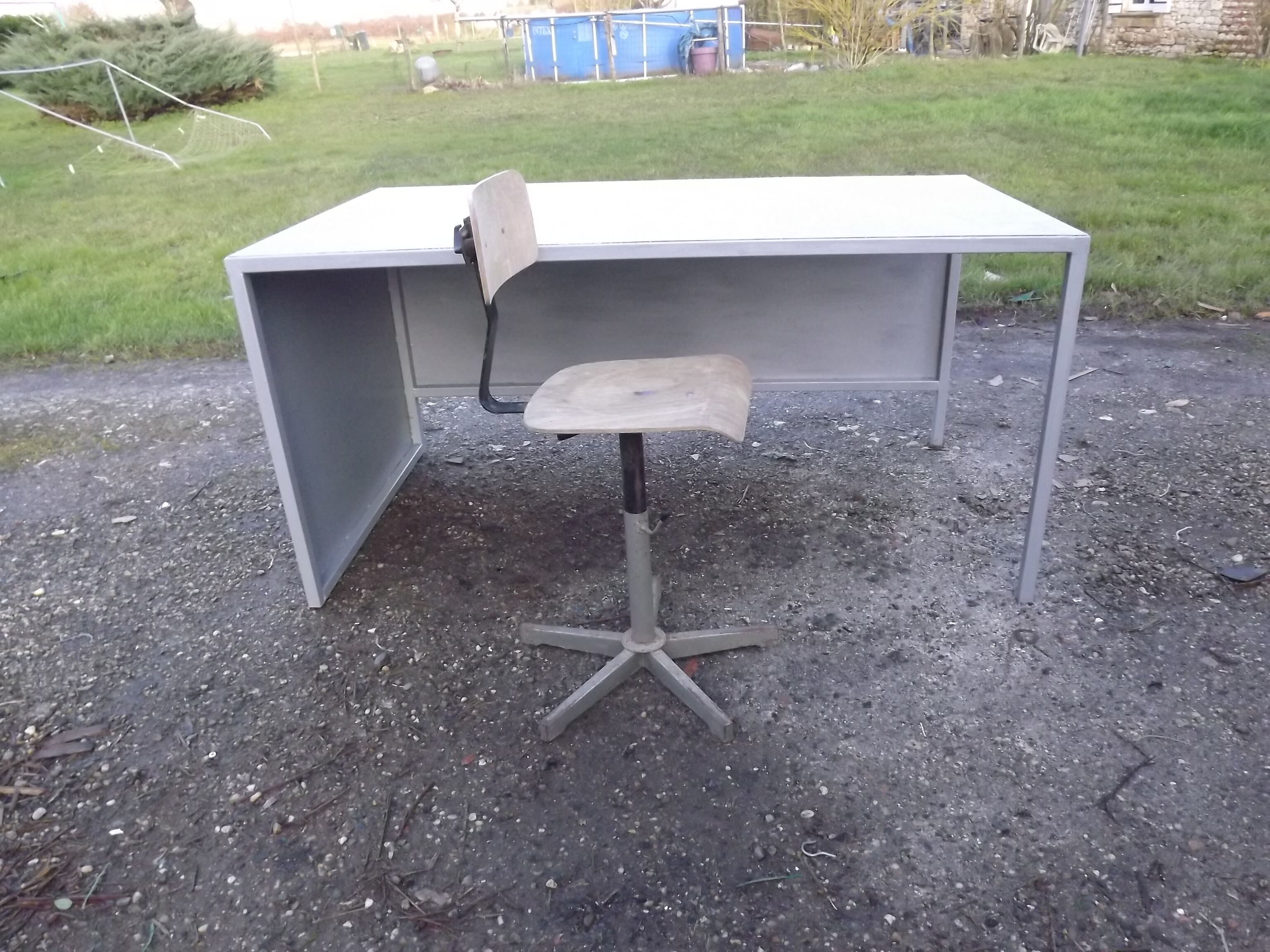 Industrial iron desk and Chair