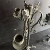 Pair of large Napoleon III candlesticks in patinated bronze