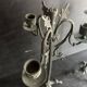 Pair of large Napoleon III candlesticks in patinated bronze