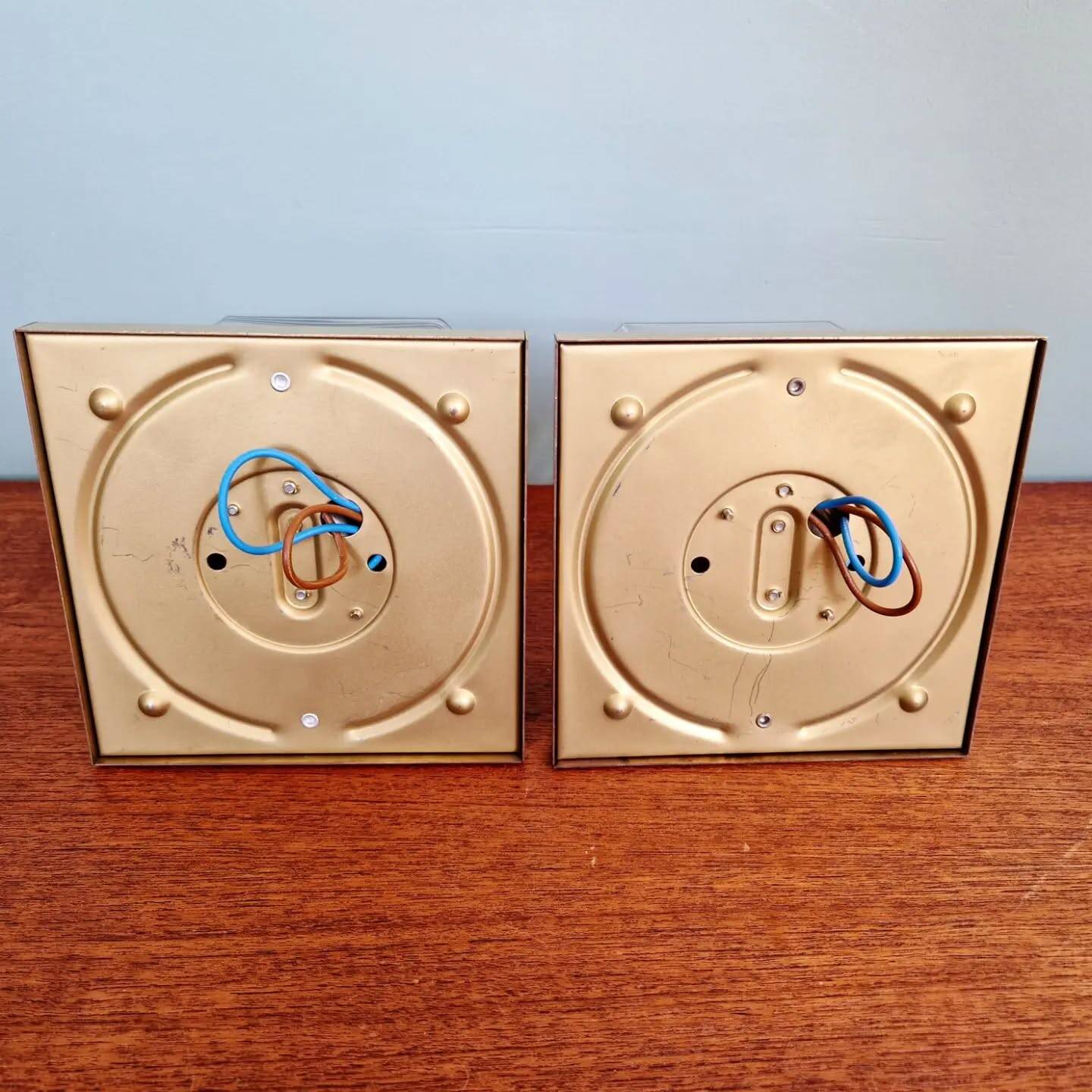 Pair of wall sconces in glass and brass, Limburg, 1970