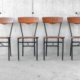 Set of 4 wood and metal vintage chairs