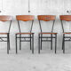 Set of 4 wood and metal vintage chairs