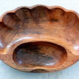 2 cups wood compartment shape shell vintage 70's