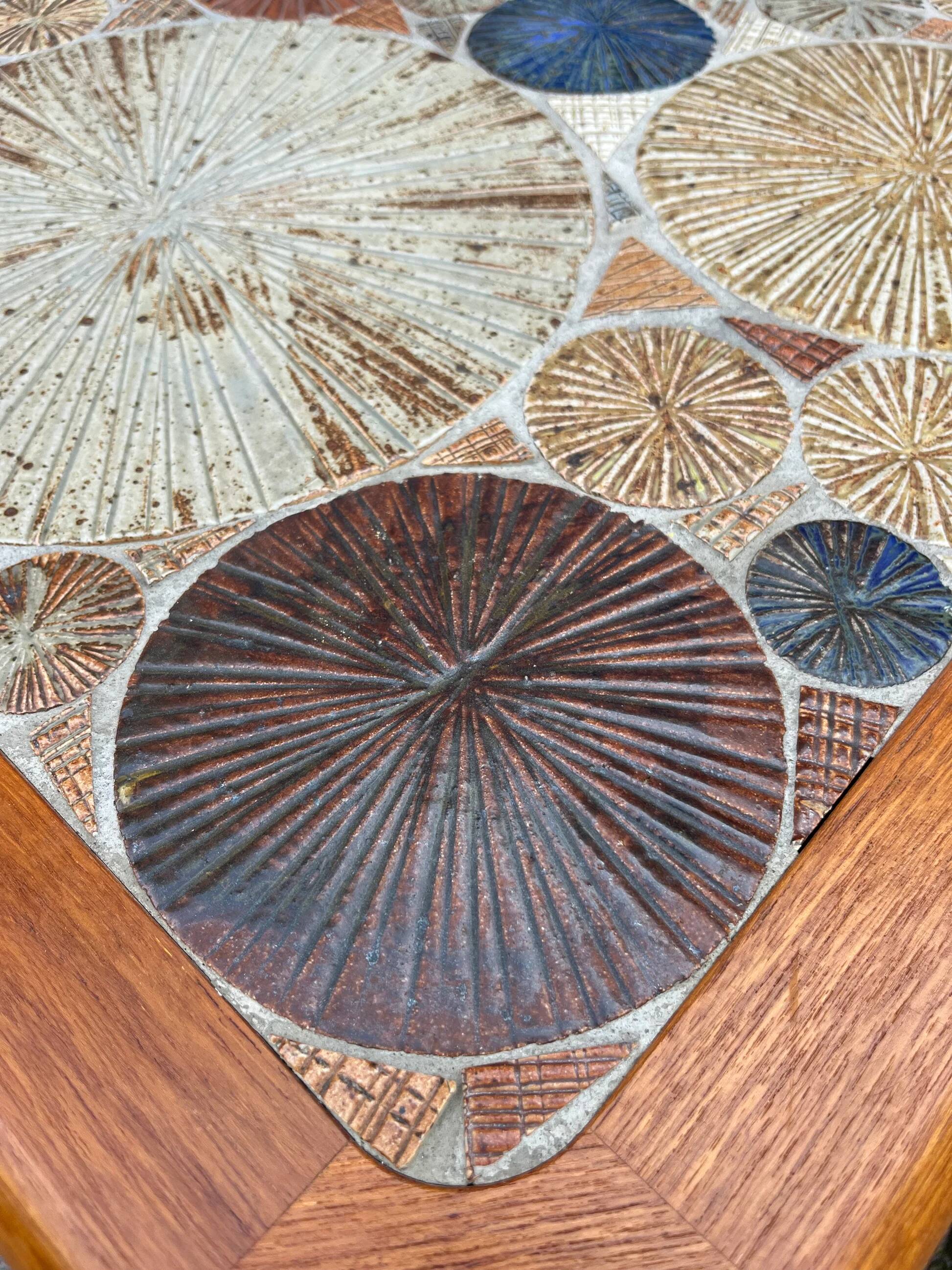 Coffee table teak tiles by Tue Poulsen for Haslev