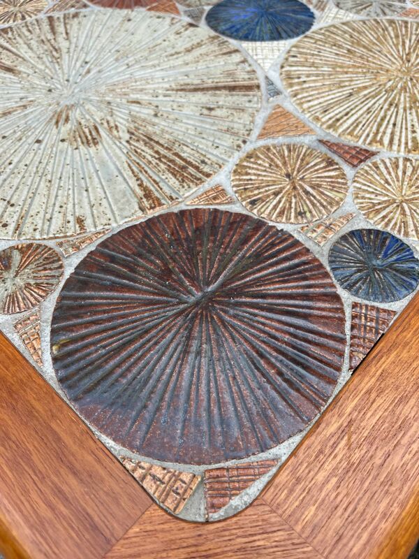 Table basse en teck avec carreaux par Tue Poulsen pour Haslev