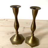 Pair of brass candle holders