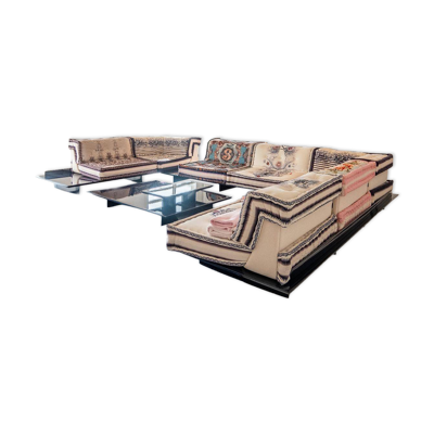 Ensemble Salon Mah Jong édition 'JP Gaultier' Roche Bobois, table + tapis