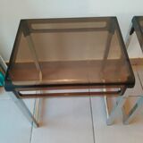 X2 Vintage 1970s smoked acrylic plexiglass side tables