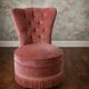 Small tufted armchair in old rose velvet – vintage – boudoir style