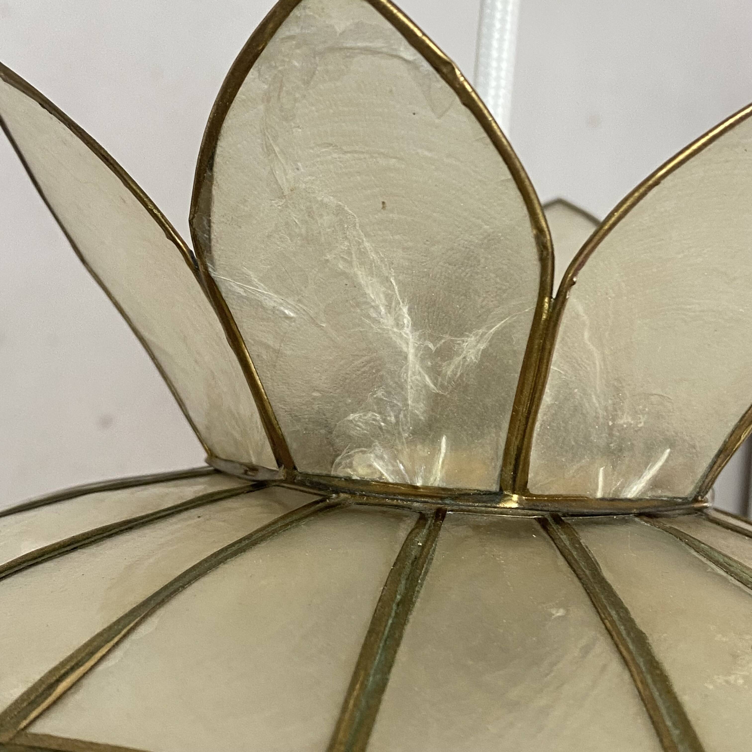 Vintage capiz shell pendant chandelier from the 1950s to 1960s.