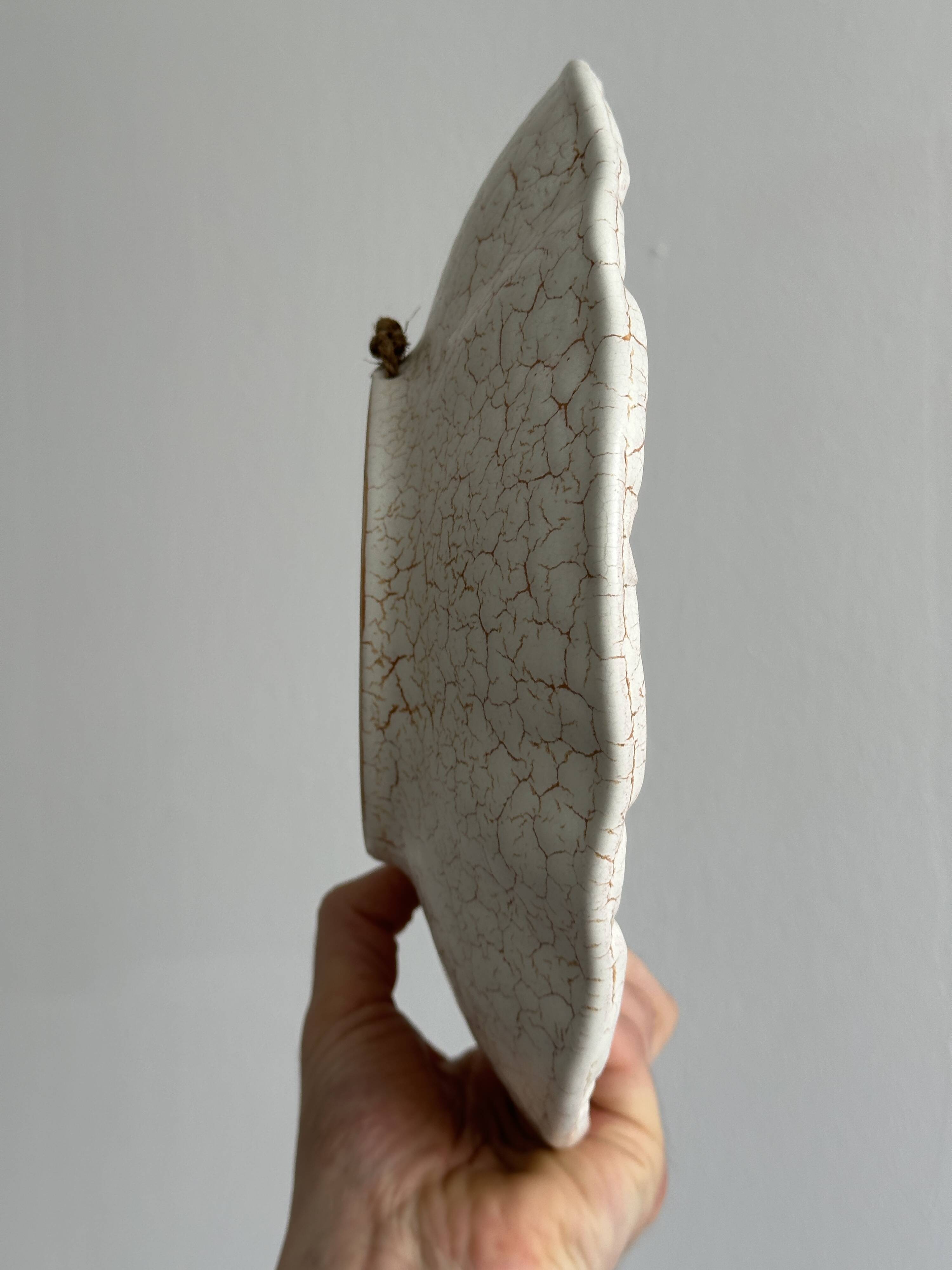 Coupe craquelée en céramique blanche