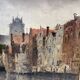 Oil on canvas "View of the city on the canal" by Franck BOGGS 19th century