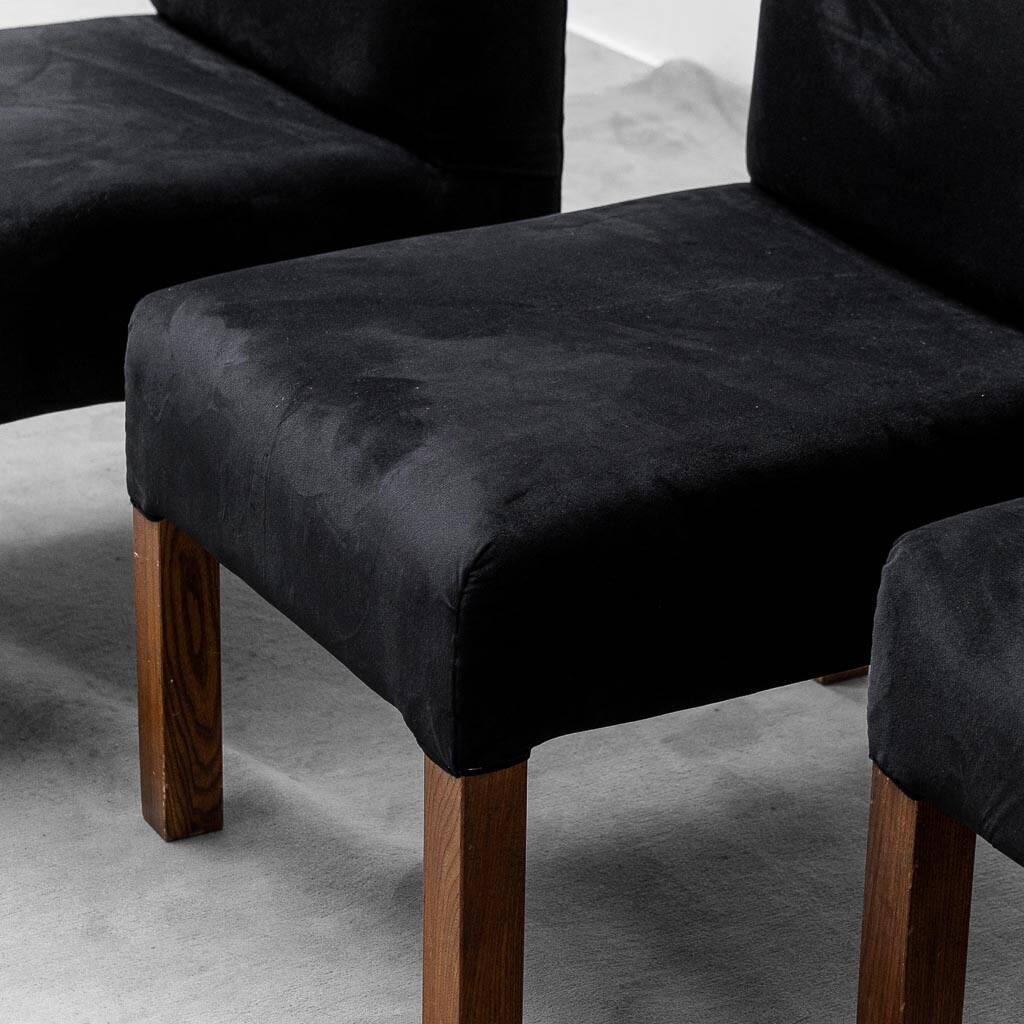 set di quattro sedie velluto legno anni '70 vintage modernariato