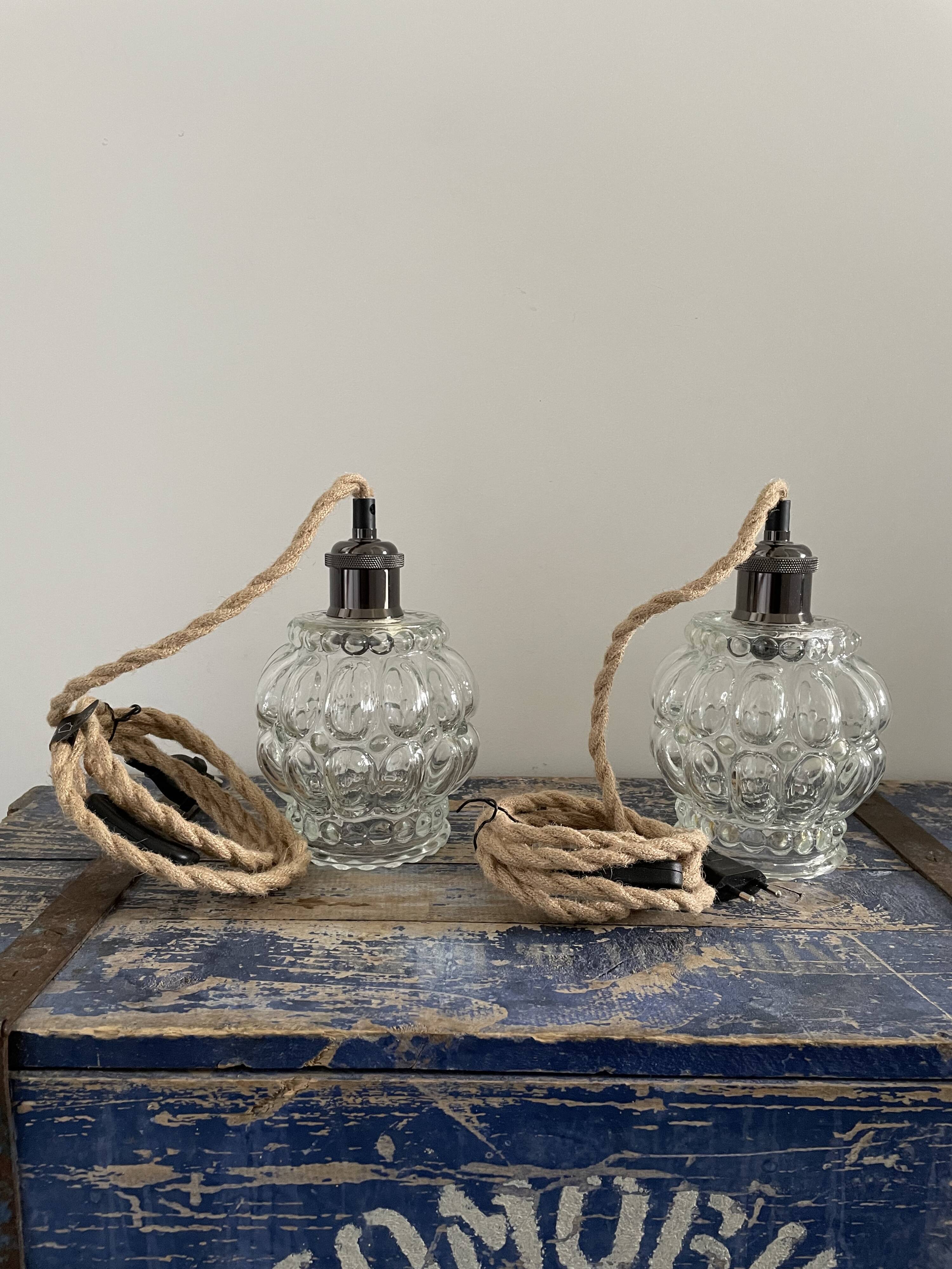 Set of two glass walking lamps