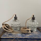 Set of two glass walking lamps
