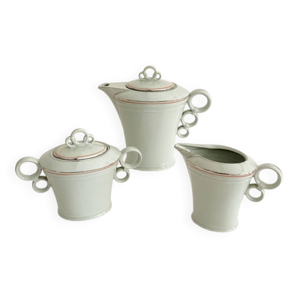Service cafetière, sucrier et crémier en céramique ALP Czechoslovakia, anné