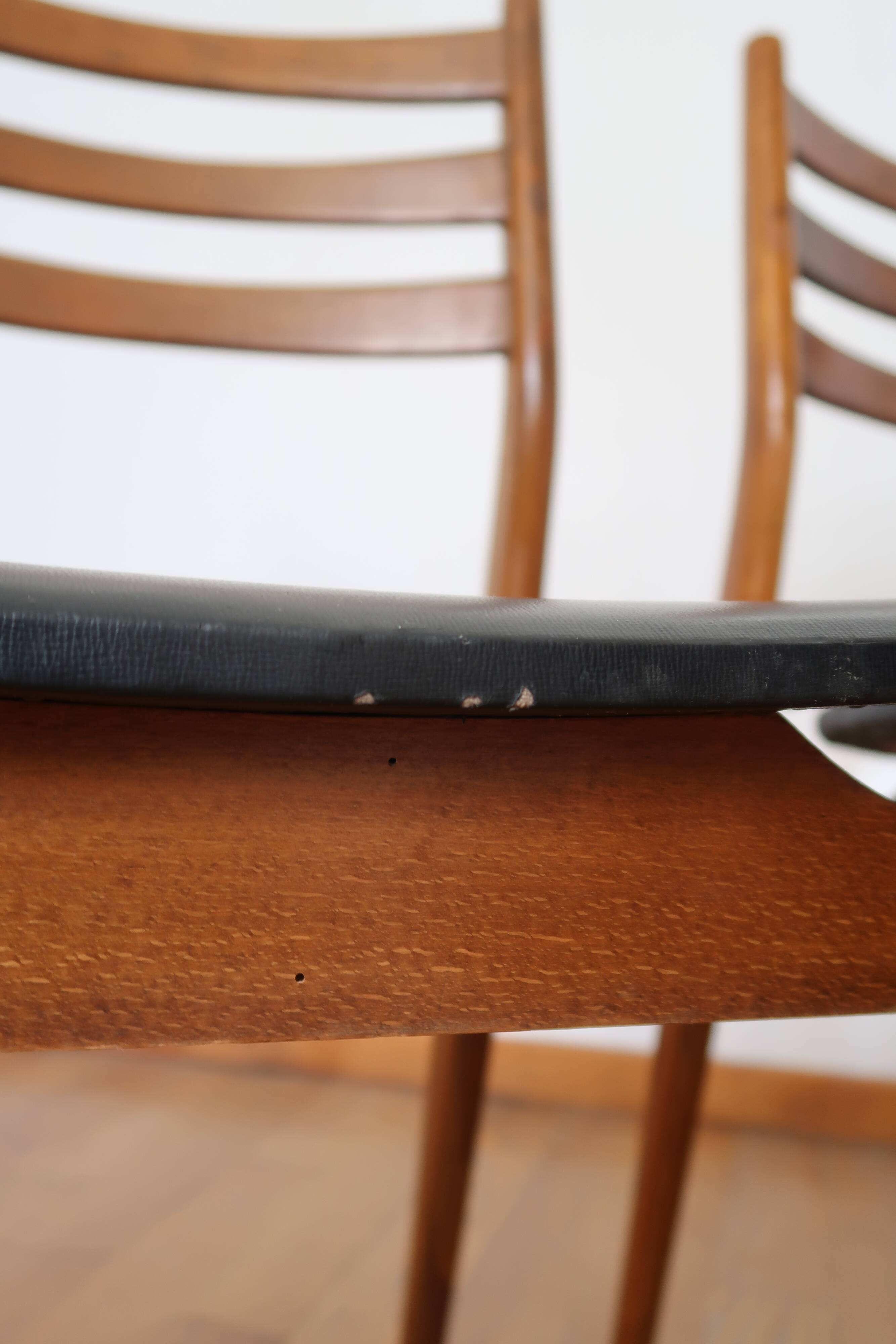 6 Scandinavian beech skai chairs