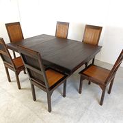 Mid-century bamboo high back dining chairs with table, 1960s