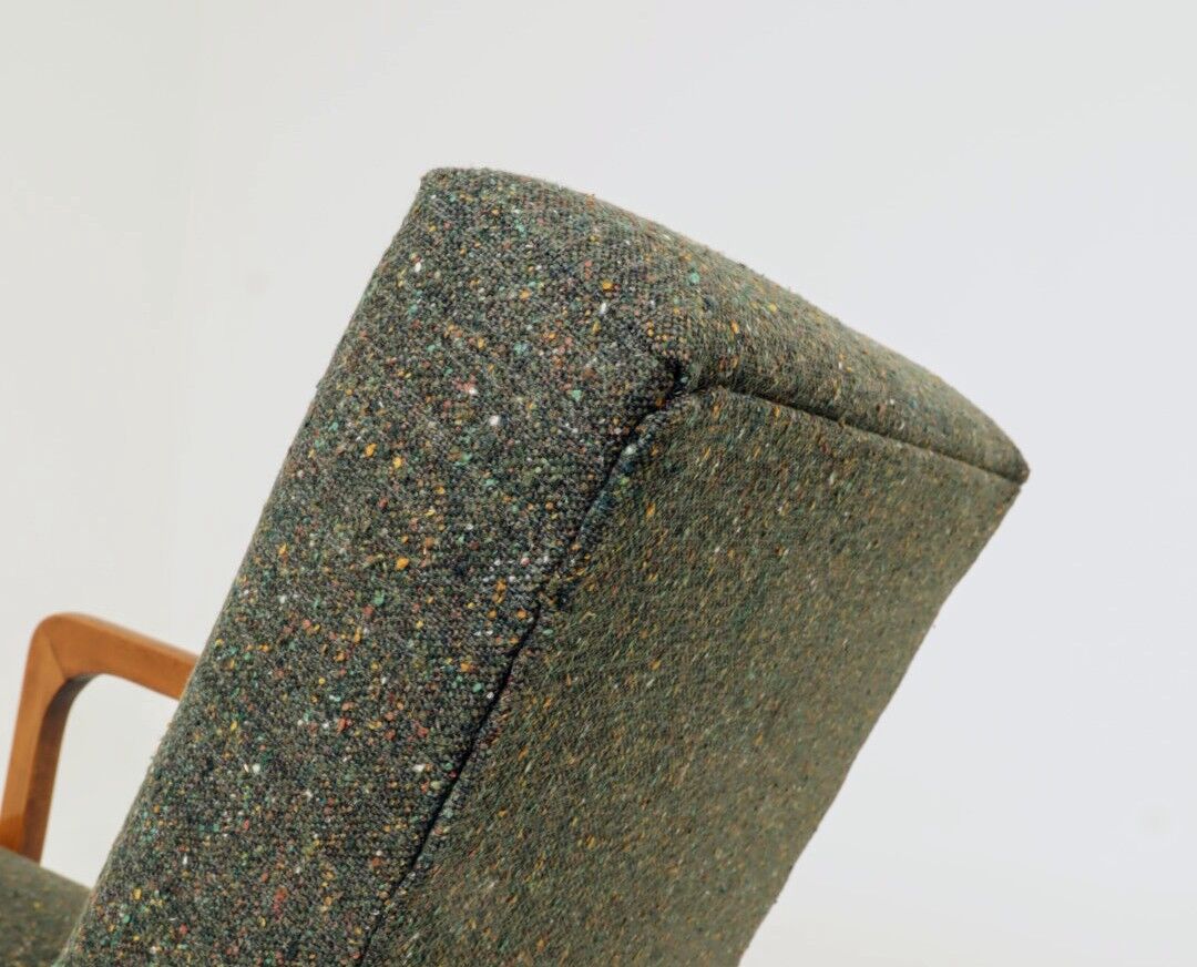 Vintage avocado green granola armchair Scandinavian design 1960s