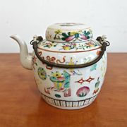 Antique porcelain teapot hand-painted, 1920s