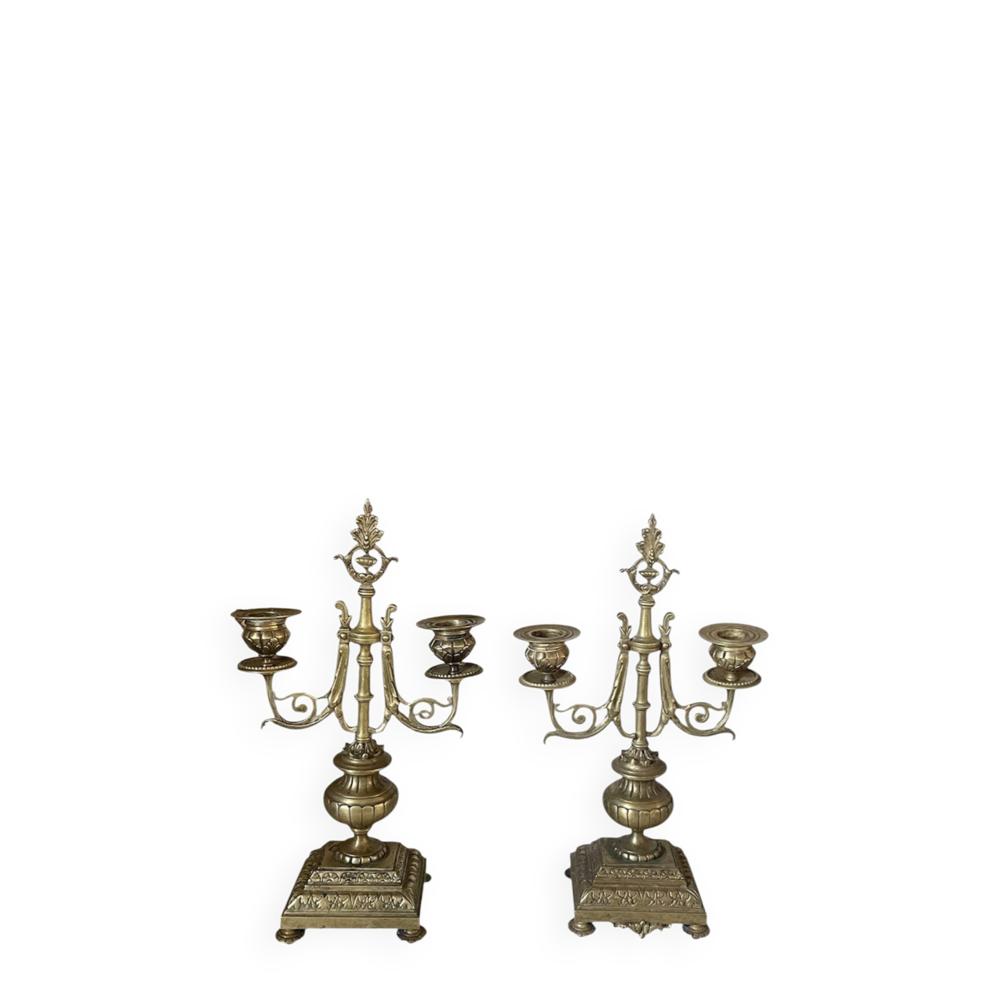Pair of gilded bronze candlesticks in the Napoleon III style.