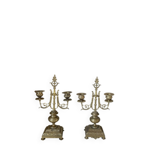 Paire de bougeoirs en - bronze