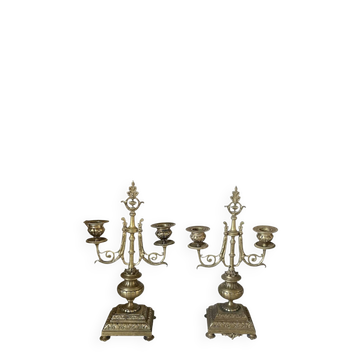 Pair of gilded bronze candlesticks in the Napoleon III style.