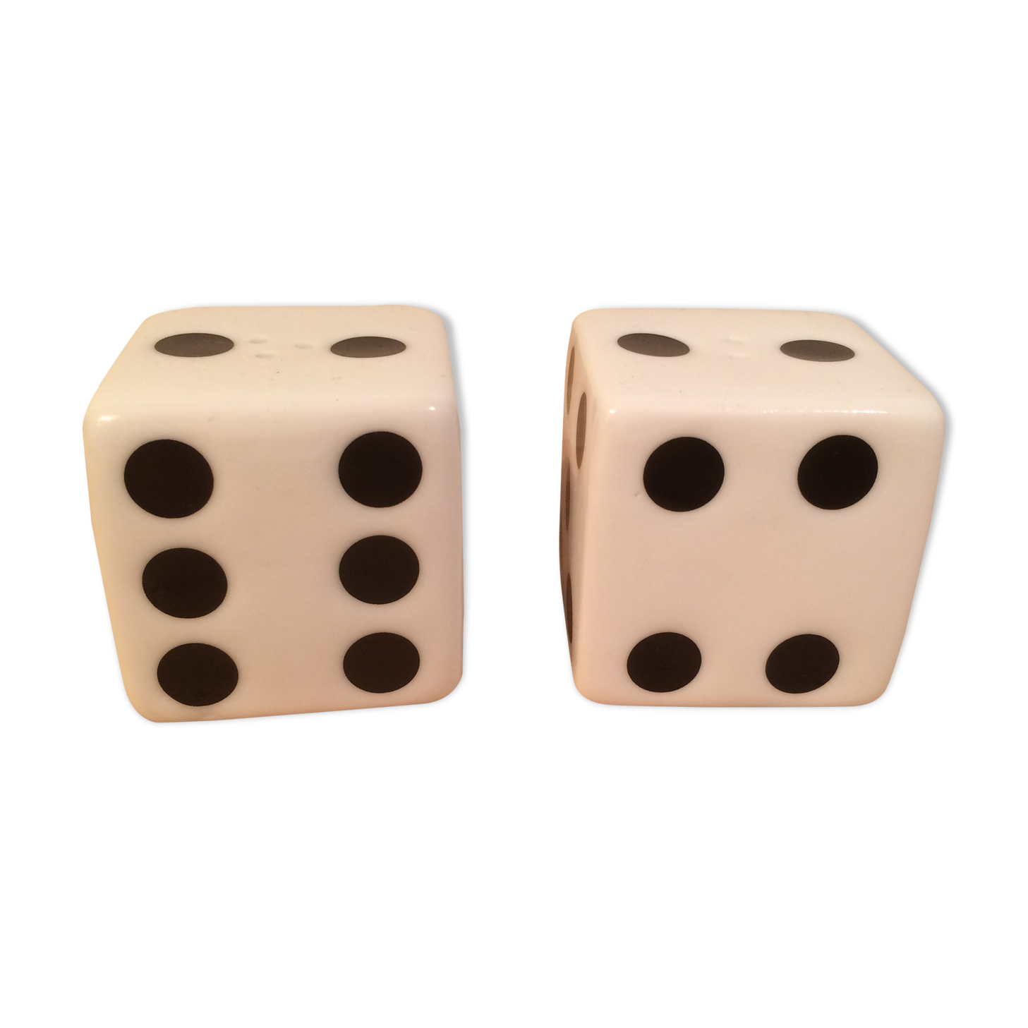 Pepper salt shaker dice to play ceramic, salt and pepper