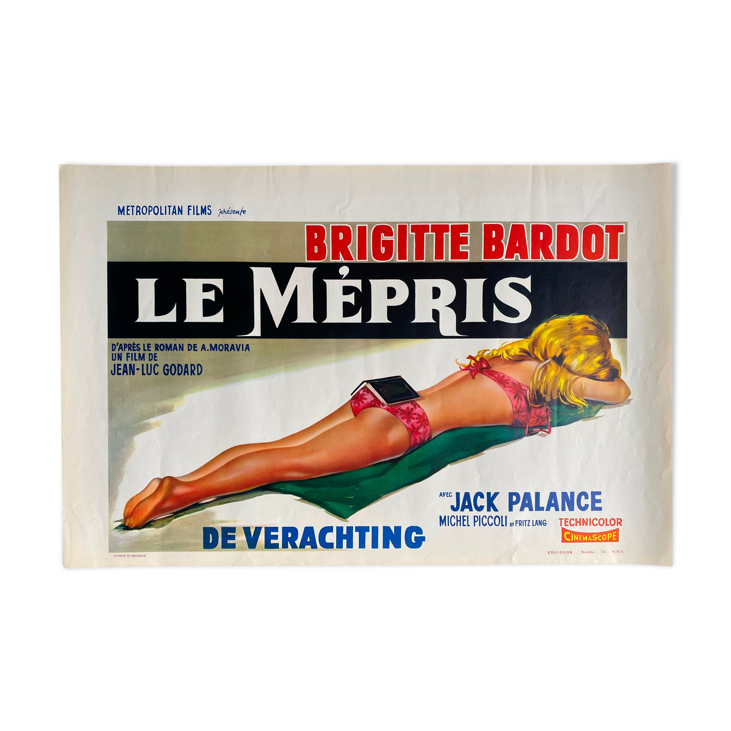 Original cinema poster "Le Mépris" Brigitte Bardot, Jean-Luc Godard 37x55cm 1963